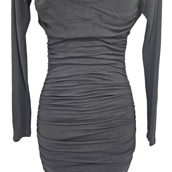 Naked Wardrobe Womans size S Back to The Ruched Mini Dress Black High Neck NWOT - Picture 5 of 8